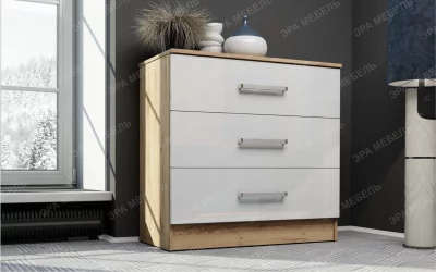 Комод в гостиную Дуб вотан/Белый глянец