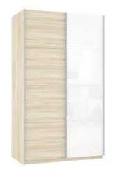 Шкаф-купе двухдверный Прайм 1600 ДСП/Белое стекло Дуб сонома