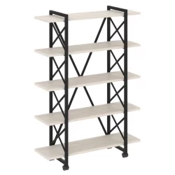 Стеллаж на колесных опорах - 5 полок LOFT VR.L-MST.K-5.8V Металл черный Денвер светлый