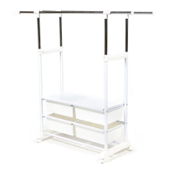 Вешалка с обувницей NY-3297 металл, 76-130*43*109-165см, хром/белый