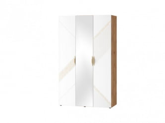 Шкаф трехдверный с зеркалом (лев/прав) Монако 903.12 Дуб Вотан / Белый шпон / Альпийский белый