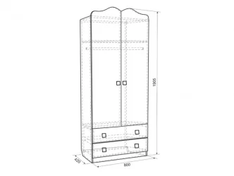 Шкаф комбинированный с ящиками двухстворчатый Фэнтези MDF-01 Белый рамух