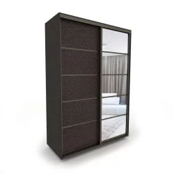 Современный шкаф-купе с зеркалом Акцент-Квадро КЛ 1200х600 Венге/Бронза