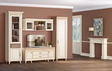 Комплект мебели для гостиной Марлен №8 Кремовый белый Патина