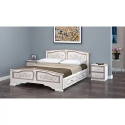 Кровать Елена 200х160 с выкатными ящиками Дуб молочный