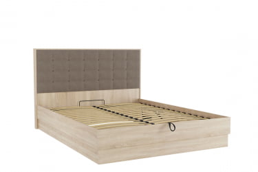 Двуспальная кровать с подъёмным механизмом Николь SKN-01 дуб сонома/какао (рогожка)