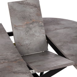 Стол MANZANA ЛДСП/HPL/металл, 100 х 100+30 х 75 см, Агат серый/черный