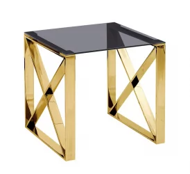 Журнальный стол КРОСС 55x55 Золото (стекло smoke)