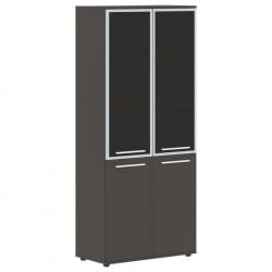 Шкаф комбинированный  с дверьми в металлической раме ЕДИС ЕХCС 85.7 Мокко Белый Мокко / EDIS EHCS