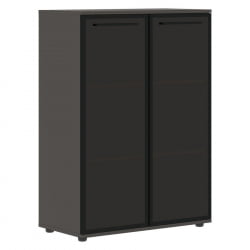 Шкаф со стеклянными дверьми в металлической раме ЕДИС ЕМCС 85.7 Черный Мокко / EDIS EMCS