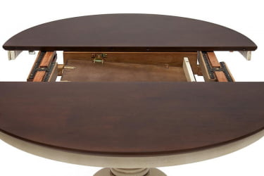 Стол обеденный раскладной Cairo / Каир (CT4260) дерево гевея, 100(133)х100х75см, Античный белый/Темный Дуб