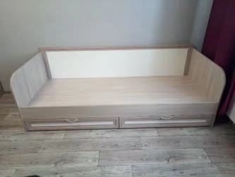 Кровать с ящиками Остин Модуль №23 Ясень шимо светлый/белый