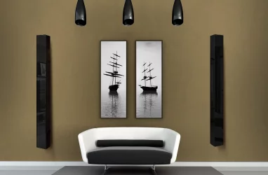 Шкаф в гостиную в черном глянцевом стекле Иглу Шелф Венге