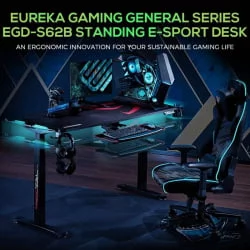 Геймерский стол c электрической регулировкой по высоте EUREKA ERK-EGD-S62B Черный с RGB