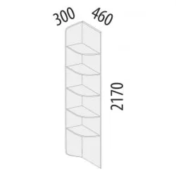 Стеллаж угловой Эверест 500.05 левый Дуб Кронберг/Белый шпон