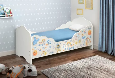 Детская кровать с бортиком с фотопечатью Малышка №3 600*1400 Белый