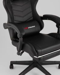 Кресло спортивное TopChairs Prophet с оттоманкой черный