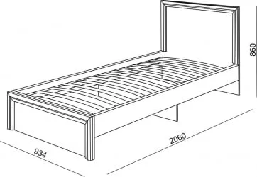 Кровать с ламелями Остин Модуль №21 Ясень шимо светлый/белый