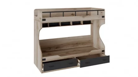 Кровать двухъярусная Окланд ТД-324.11.01 Фон Черный/Дуб Делано