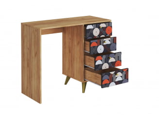 Письменный стол с ящиками СП-006 дуб крафт золотой/VINIL