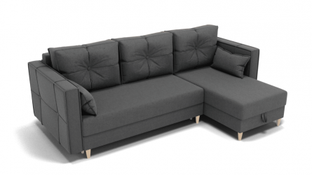 Диван Консул-2 ППУ угол левый/правый (ЗР) Цвет фасада: Светло серый; Тип: Левый/правый; Материал фасада: Металл/Велюр