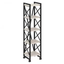 Стеллаж на колесных опорах - 5 полок LOFT VR.L-MST.K-5.4 Металл черный Денвер светлый