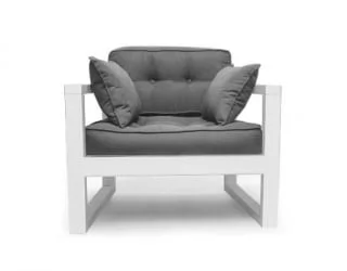 Диван для балкона одноместный DEmoku Д-1 серебристо-серый_белый