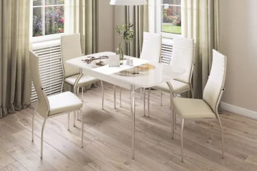 Стол обеденный раздвижной Танго Белый-Орхидея