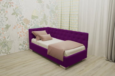 ДЕТСКАЯ МЯГКАЯ ИНТЕРЬЕРНАЯ КРОВАТЬ ВЕРСАЛЬ С ПОДЪЕМНЫМ МЕХАНИЗМОМ (BERHOUSE) Цвет фасада: Фуксия; Материал фасада: Металл/Велюр; Спальное место: 800х1900