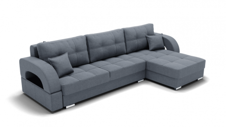 Диван Элита-3 угол левый/правый (ЗР) Цвет фасада: Серый; Тип: Левый/правый; Материал фасада: Металл/Велюр