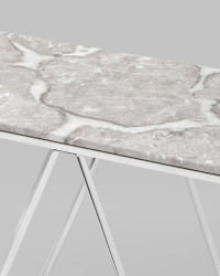 Консоль Авалон 122*41 серый мрамор сталь Серебро