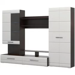 Шкаф-стенка в гостиную Верона Дуб венге Белый глянец