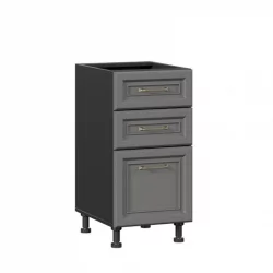 Тумба кухонная 400 с 3 ящиками ЛЮКС (4) Джелатто ЛД 241.880.000.162 Черный Оникс серый