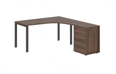 Стол эргономичный с тумбой правый EDIS EUCET 1518 R Дуб Денвер темный Мокко