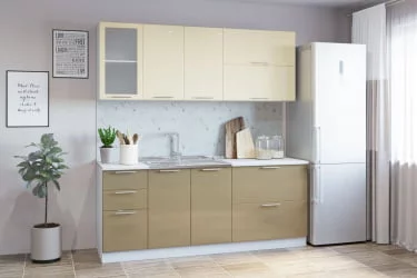 Гарнитур кухонный СОФТ В 1 (накладная мойка) глянец ваниль/кофе с молоком