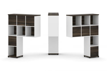 Надставка на стол высокая двухсторонняя + задняя стенка (8 шт.) CONCEPT CN.DNV-005 Дуб Мали Белый бриллиант Черный металл