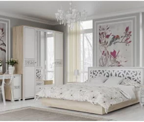 Зеркало навесное Мадлен 01 Дуб сонома светлый Ясень белый Серебро