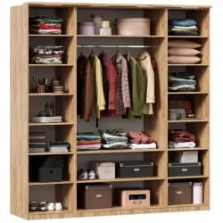 Шкаф четырехстворчатый с декоративными накладками Фиджи 007 Дуб Золотой Белый