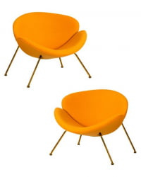 Кресло дизайнерское ДОБРИН ЕМИЛЙ (желтая ткань АФ13, золотое основание) 2 шт / DOBRIN EMILY AF13,