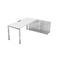 Стол рабочий, прямолинейный три опоры, правый GLOSS LINE НСТП-О.974 Белый Премиум