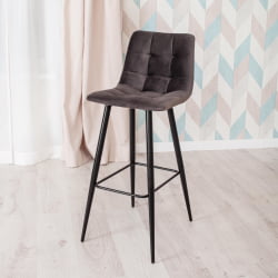 Барный стул CHILLY (mod.7095б) ткань/металл, 53х44х104 см, высота до сиденья 76 см, темно-серый barkhat 14/черный
