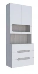 Стеллаж с ящиками Палермо Юниор 04 Ясень шимо светлый Белый глянец