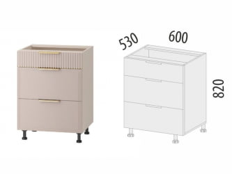 Напольный шкаф (3 ящика с системой плавного закрывания) Флоренция 107.91