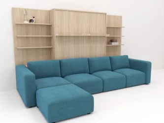 Диван кровать трансформер Смарт 1 П+КД+П+Пуф 1600 Белая шагрень