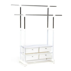 Вешалка с обувницей NY-3297 металл, 76-130*43*109-165см, хром/белый