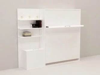 Кровать-трансформер Смарт 1 К 1600+П левая Белая шагрень