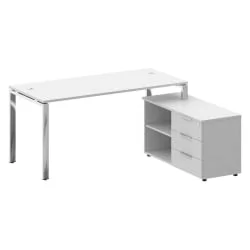 Стол рабочий руководителя с опорной тумбой МЕТАЛ СЙСТЕМ ДИРЕCТ БГ.СРТ-4.7 Пр Белый / METAL SYSTEM DIRECT