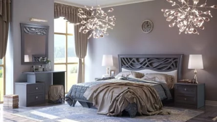 Комод с 4 ящиками с зеркалом ППУ Джулия Оникс серый