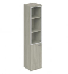 Шкаф высокий со стеклом, задняя стенка ЛДСП (левый) Винг ВН.712.ОЛ.ОЛ.АЛ.Л Дуб светлый / Wing WN.712.OL.OL.AL.L