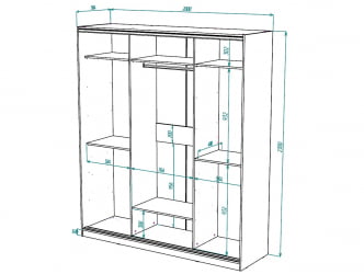 Шкаф-купе 3-х дверный Виктория 2000х584х2300, Бодега светлая 20ДЗЗЗДЛЛЛДЗЗЗ-ЯППШ-Бс 310-2957
